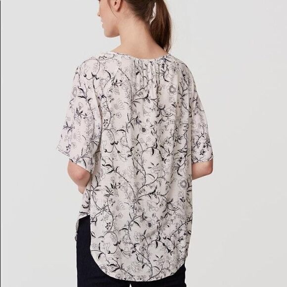 LOFT Sketched Floral Yoke Swing Top - Picture 7 of 7